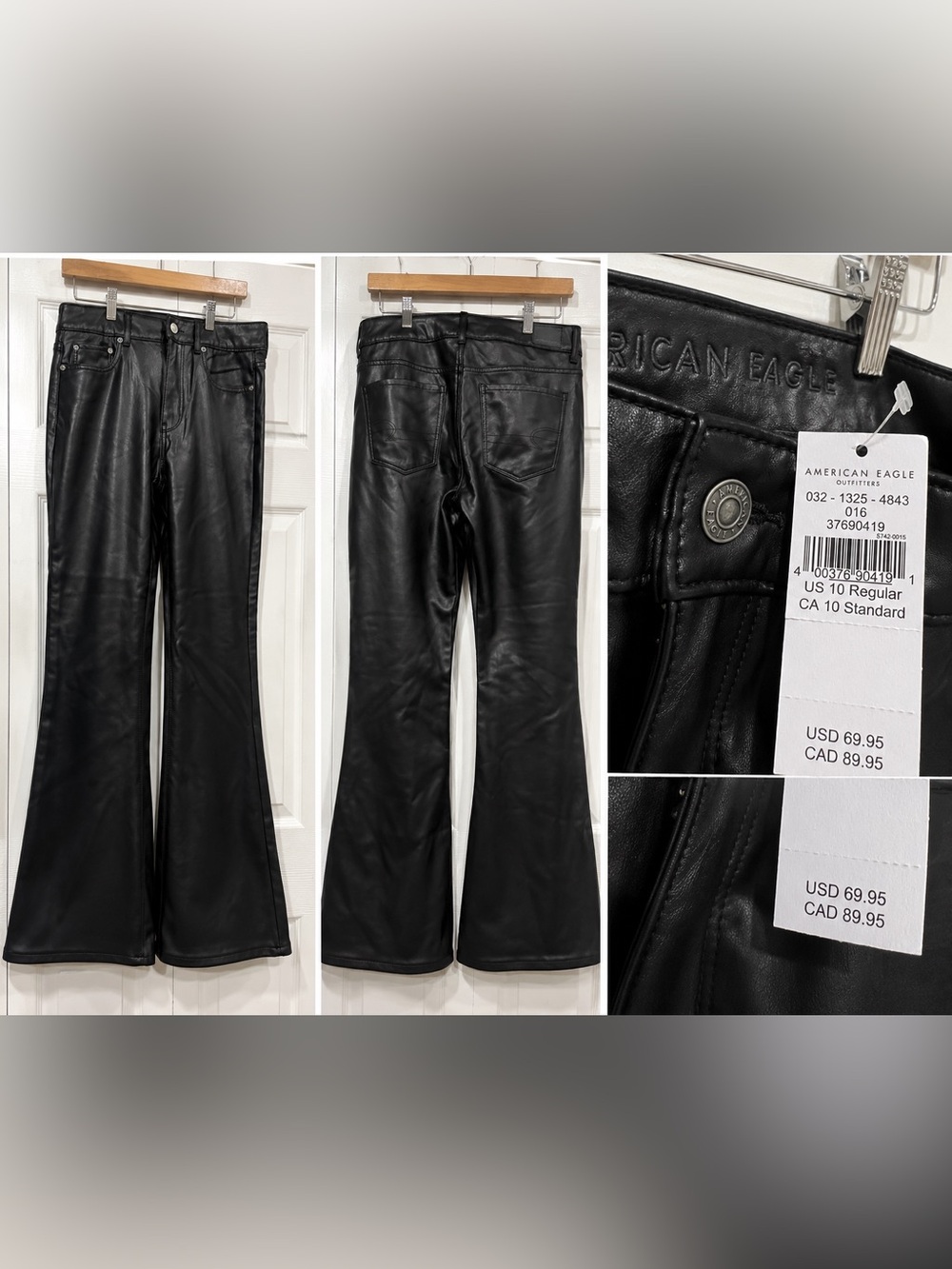 NWT American Eagle stretch vegan leather flare pants size 10